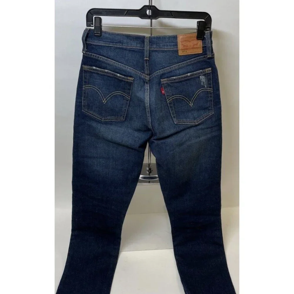 Levi 501 Jeans Mens‎ Blue Button Fly Frayed Ankle Size 26/28